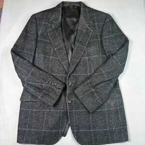 Vintage Barrister For Raleighs 100% Camel Hair Houndstooth Plaid Blazer Mens 44R